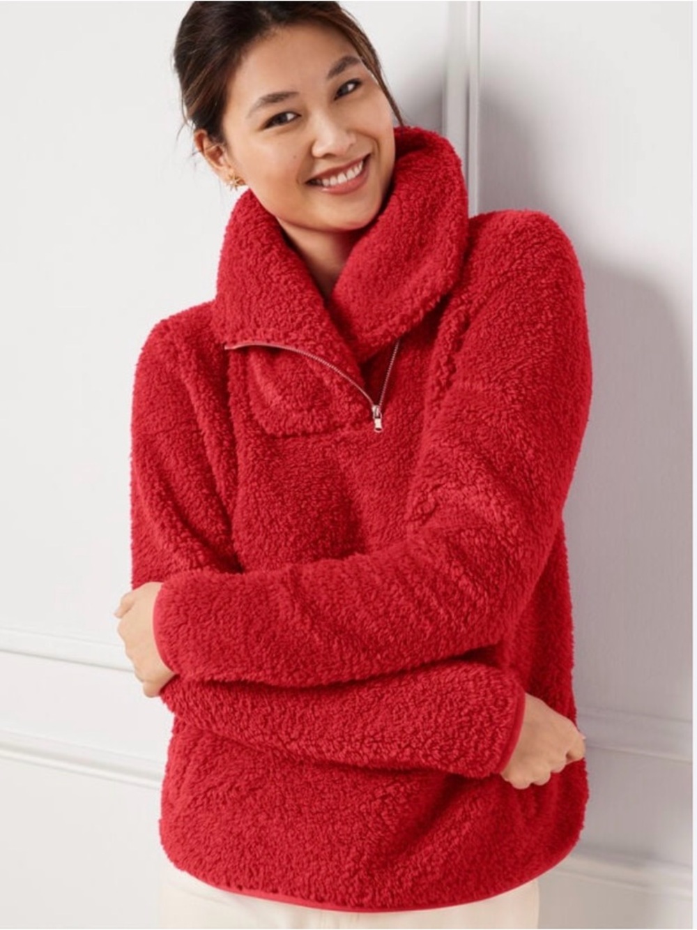 Cozy Red Sherpa Ultra Plush Pullover Jacket Xs